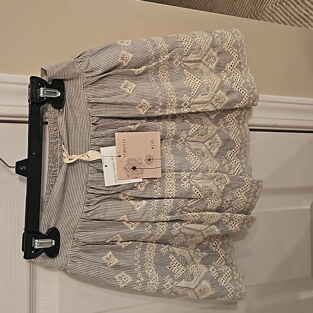 NWT Vignette girls sz 8 chambray embroidered Rae skirt